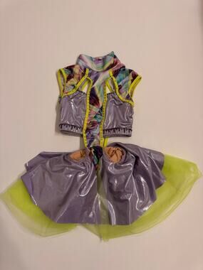 Tenth House Dance Costumes Size PA Purple/Silver/Green w/Stones Added